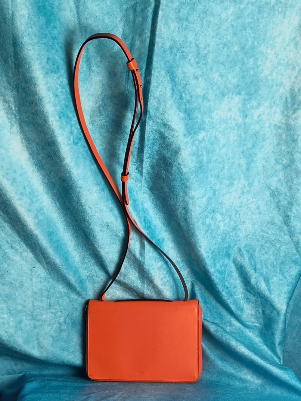 Kate Spade SATURDAY Neon Bright Orange Crossbody Adjustable Strap Zip Bag Purse